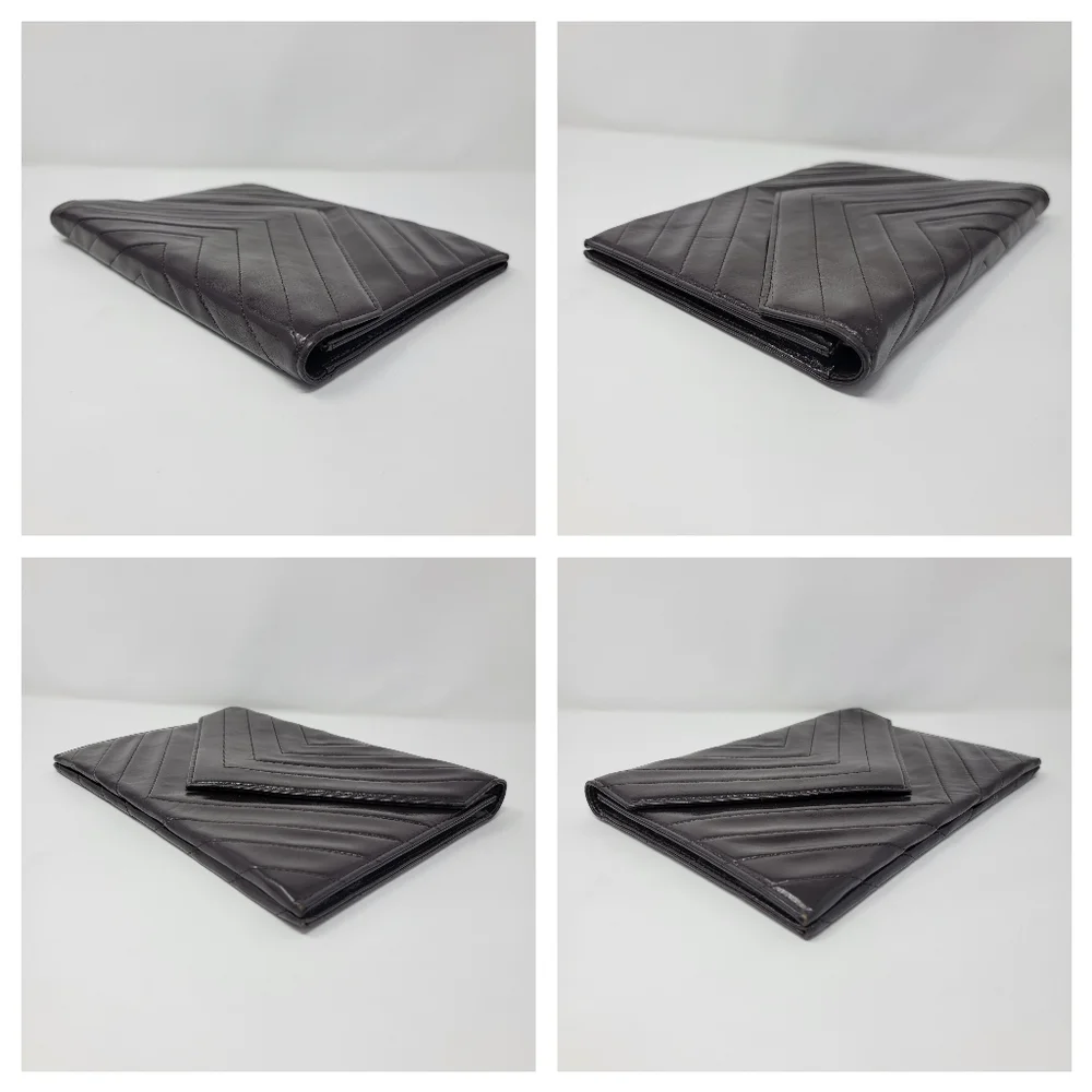 Vintage Yves Saint Laurent Chevron Quilted Leather Cutch Bag - Picture 10 of 10